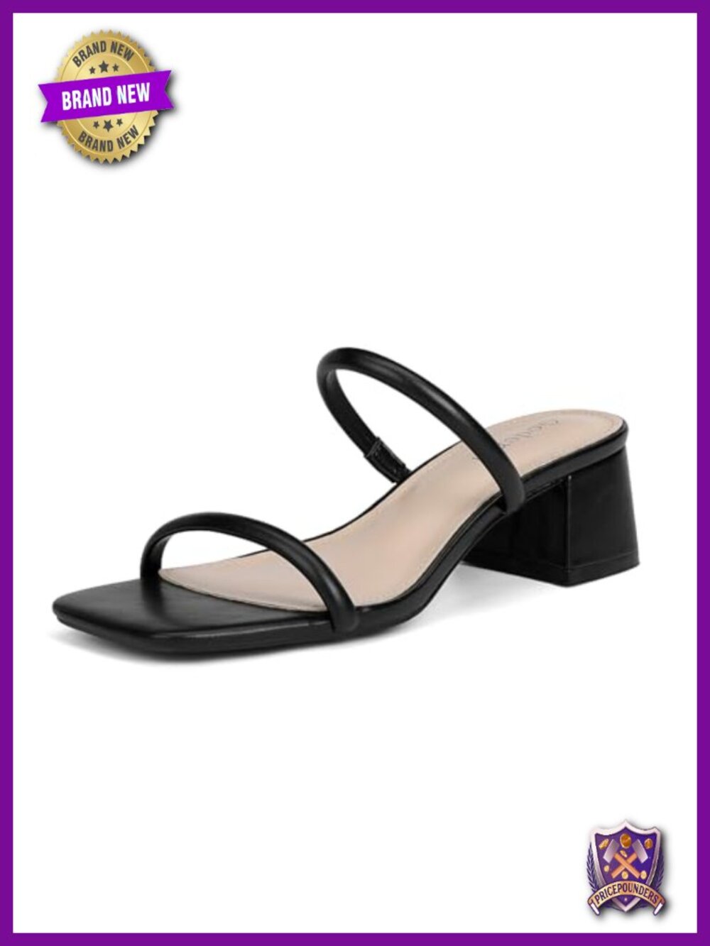 Women's Chunky Block Low Heeled Sandals Square Toe Slip On Mule Heels